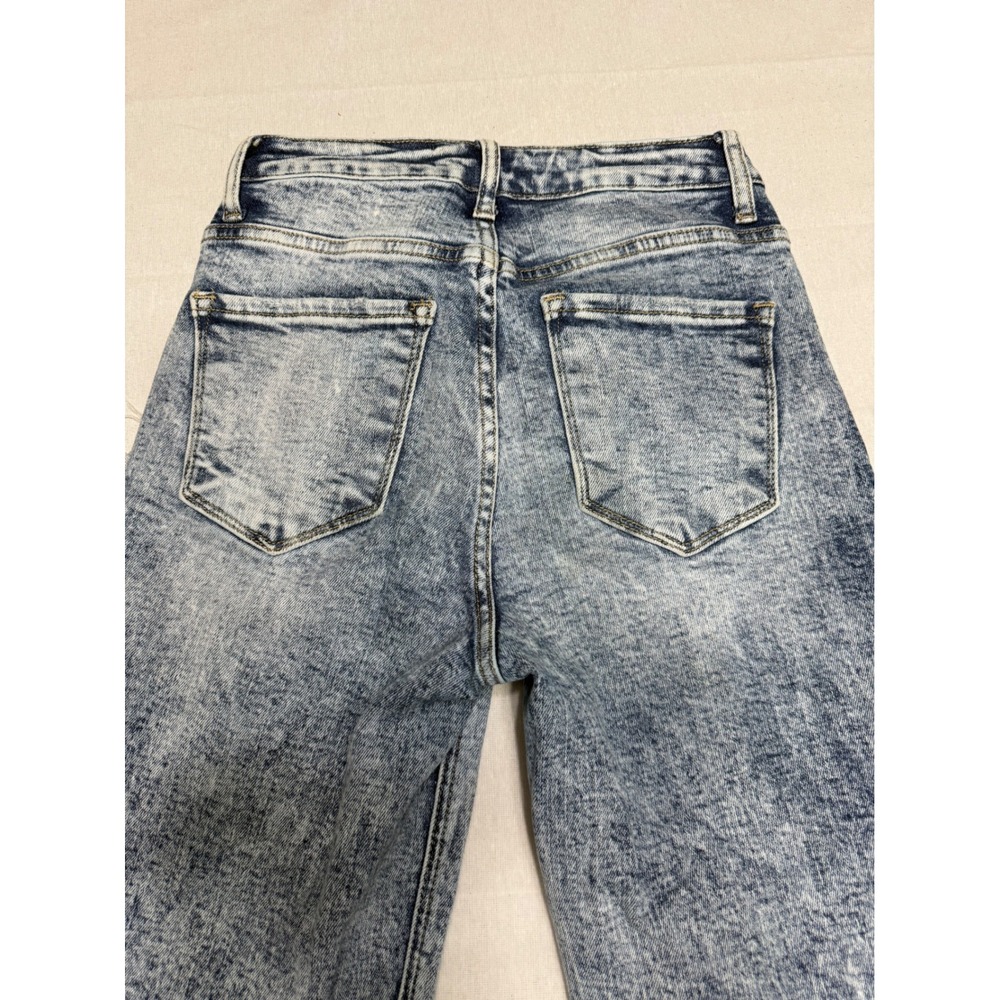 Risen Jeans Acid Wash Distressed Wide Leg Side Slit Denim Size 3/26 RDP5133 - Picture 7 of 8